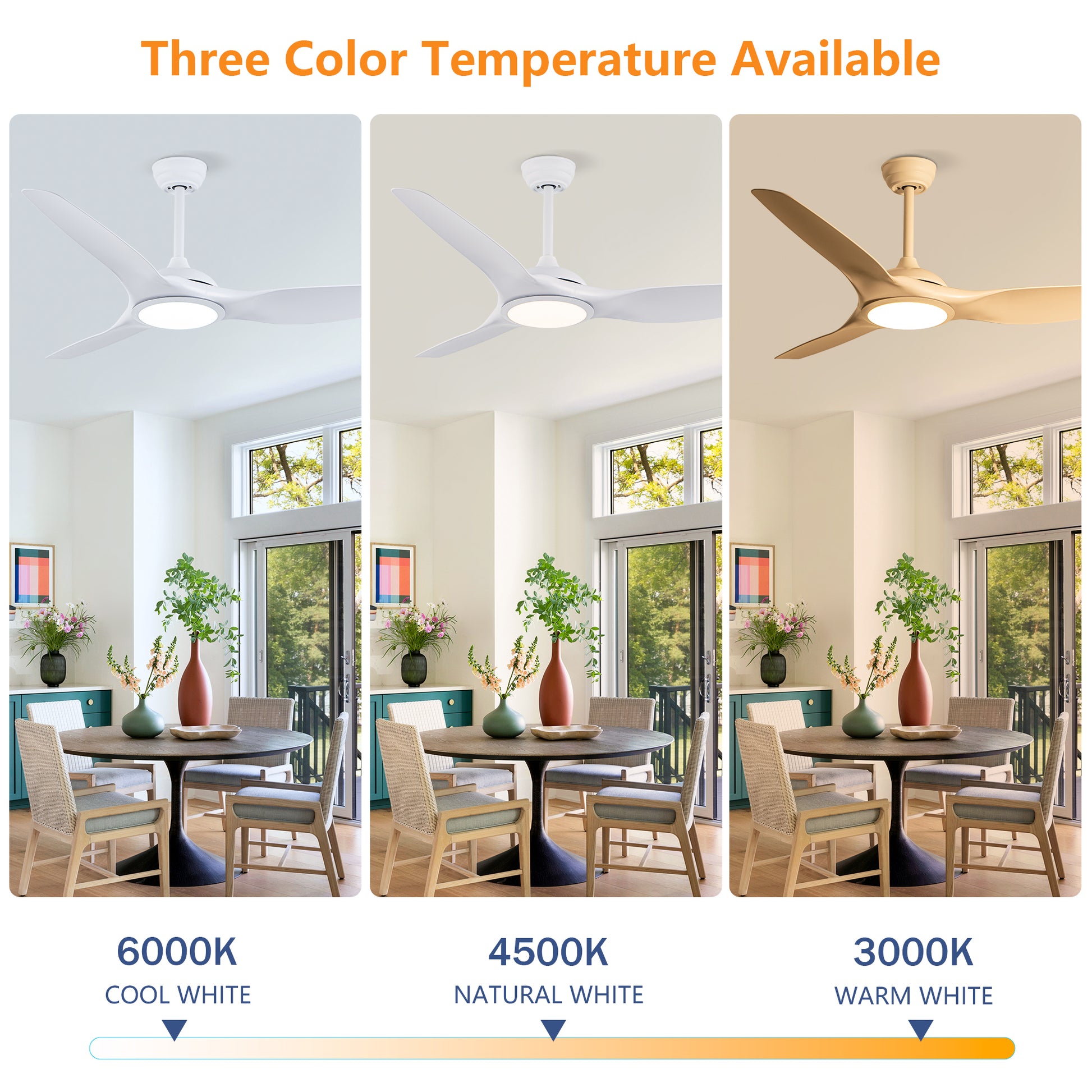 52" Matte White Ceiling Fan with LED Light & Remote - view 8