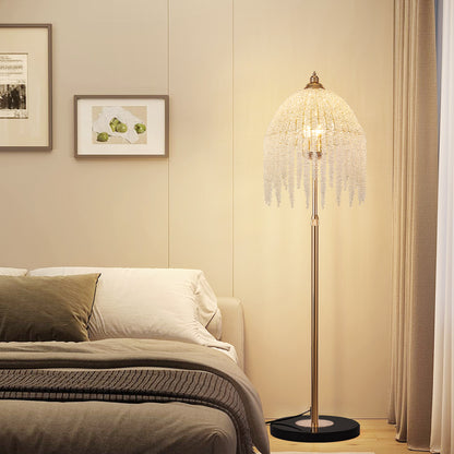 3-Light Gold Waterfall Crystal Floor Lamp