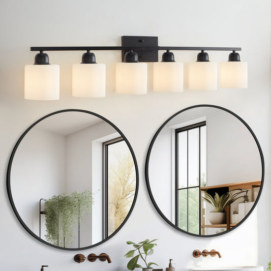 38" 6-Light Matte Black Vanity Light