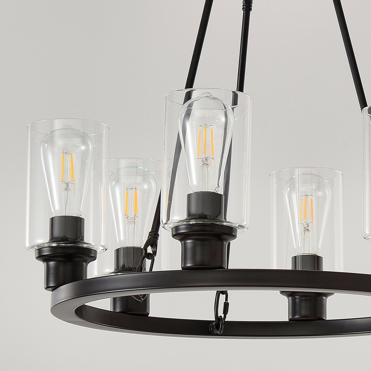 6-Light Matte Black Wagon Wheel Chandelier - view 11