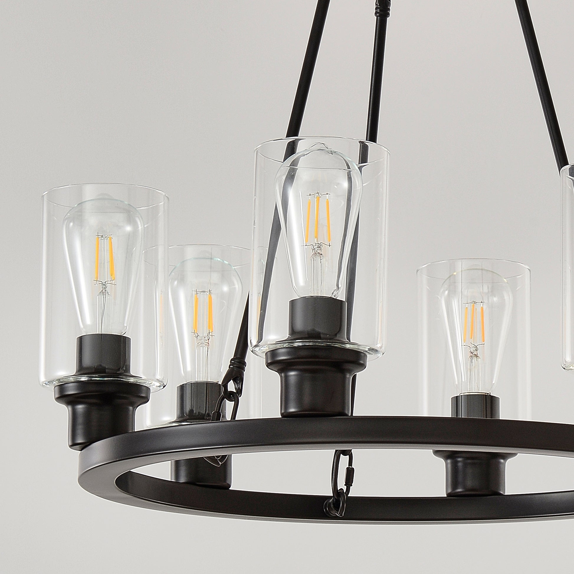 6-Light Matte Black Wagon Wheel Chandelier - view 11