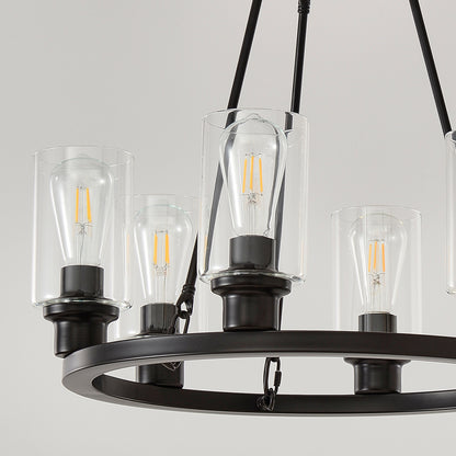 6-Light Matte Black Wagon Wheel Chandelier - view 11