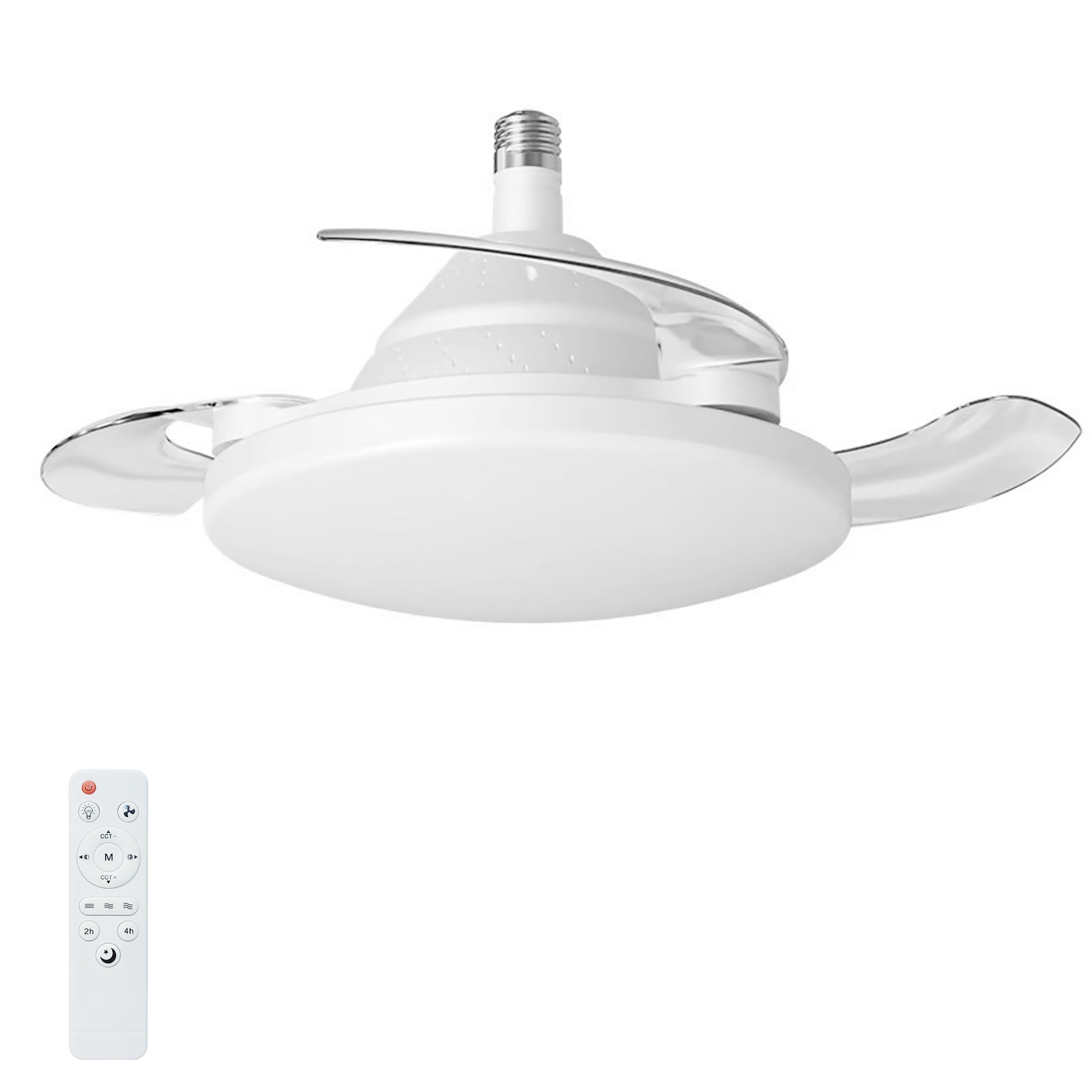 White Retractable Blade Ceiling Fan with Remote