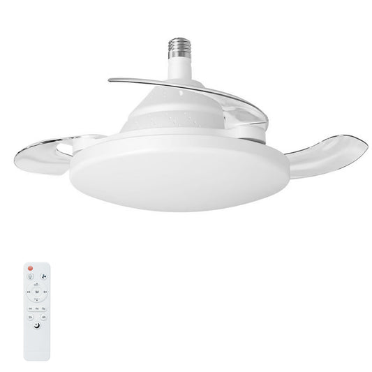 White Retractable Blade Ceiling Fan with Remote