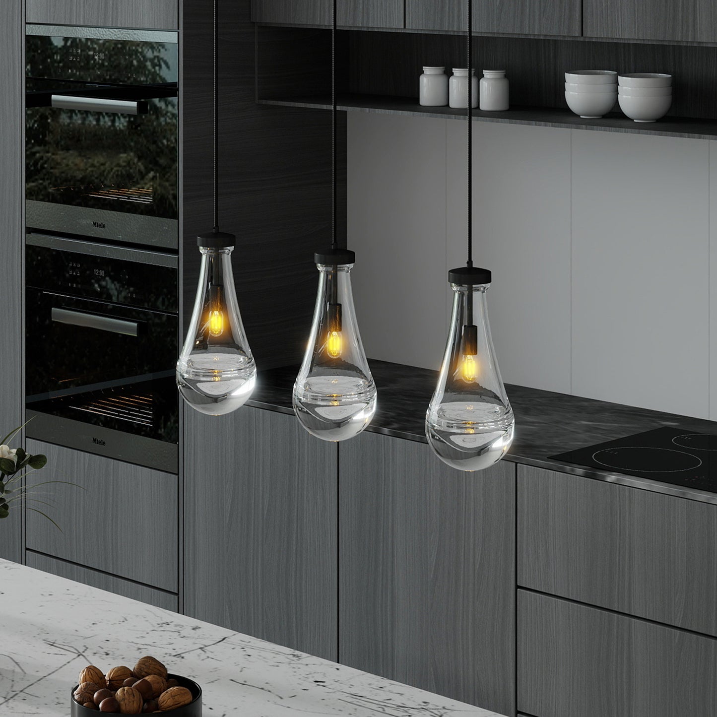 Modern Black Raindrop Pendant Chandelier - view 2