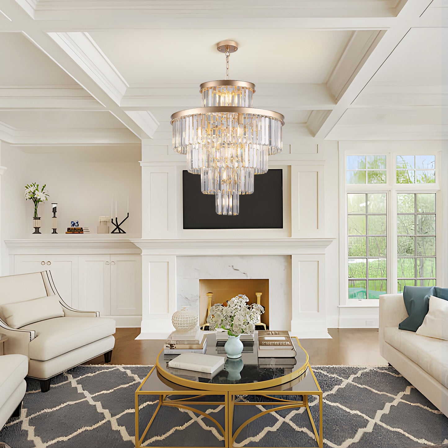 23.6" Gold Luxury Crystal Pendant Chandelier - view 2