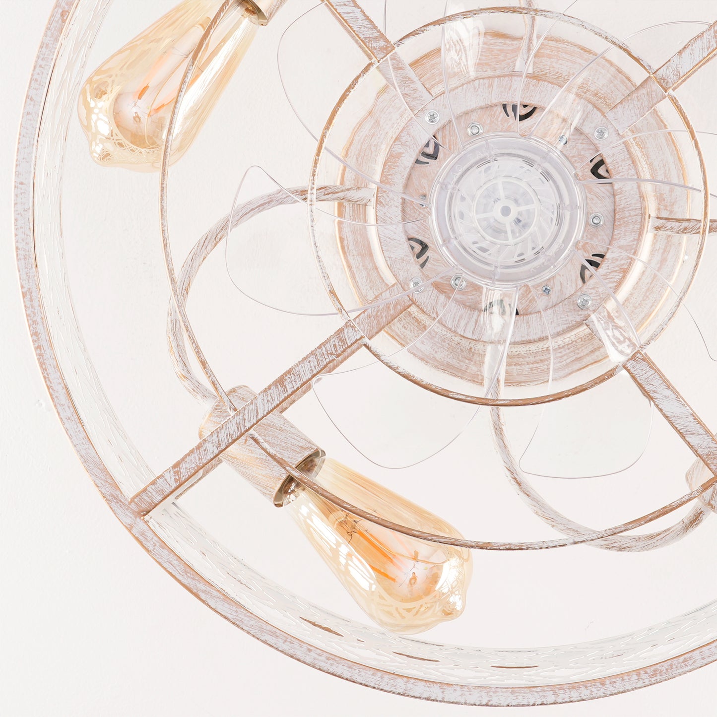 20" Retro White Flower Caged Flush Mount Ceiling Fan - view 17