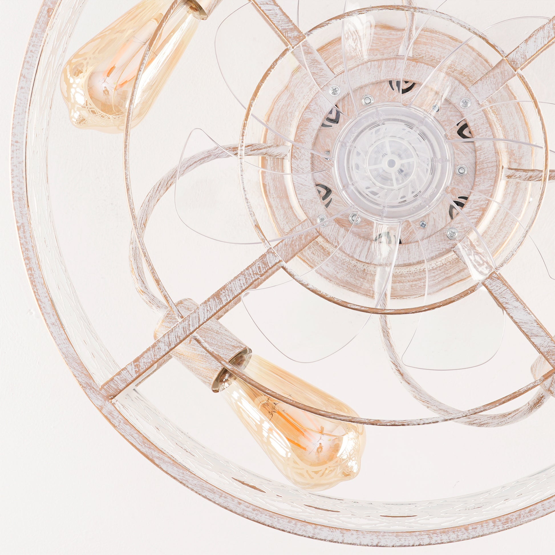20" Retro White Flower Caged Flush Mount Ceiling Fan - view 17
