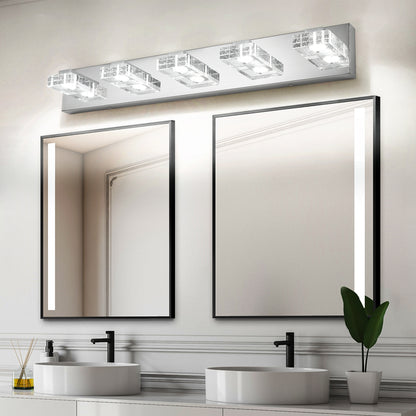 31" 5-Light Chrome LED Vanity Light with Acrylic Shades - view 3