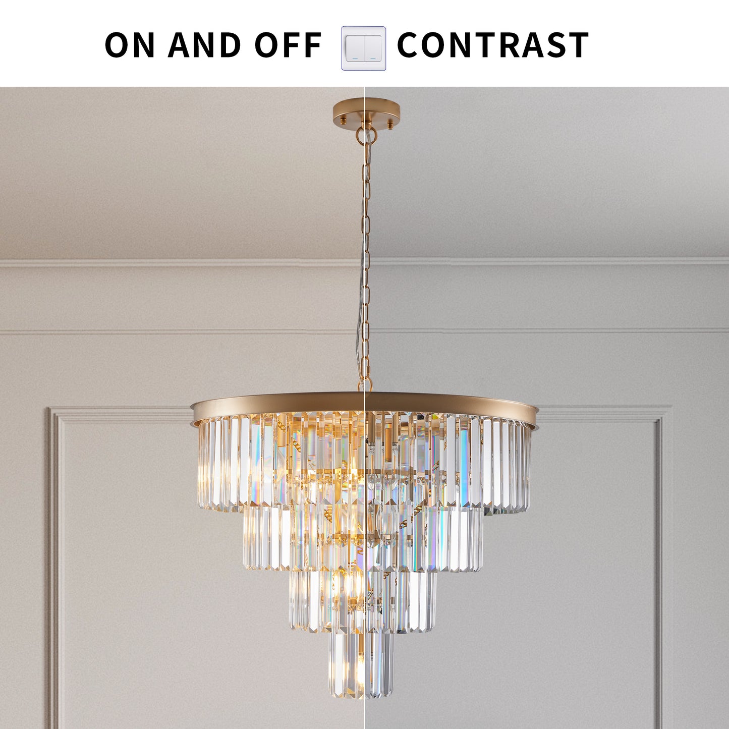 24" Modern Gold 4-Tier Crystal Chandelier - view 6