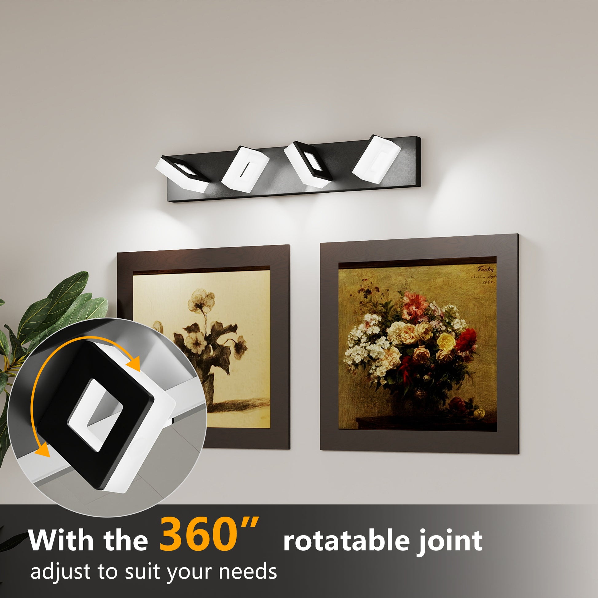25" 4-Light Matte Black LED Vanity Light - view 5