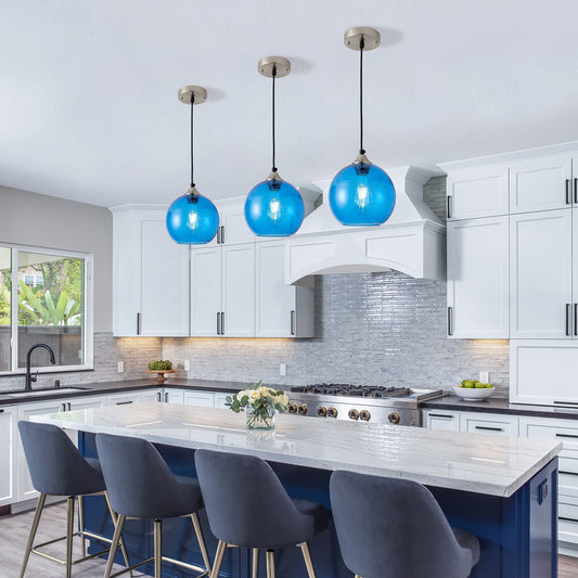 7.9" Light Blue Glass Globe Pendant Light - view 2