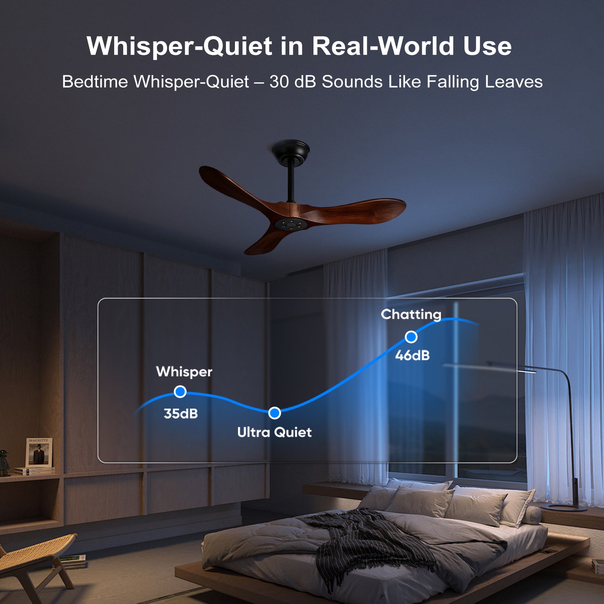 36" Walnut Wood Ceiling Fan with Remote - view 12