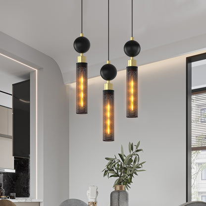 Black Wrought Iron Pendant Chandelier with Adjustable Cord
