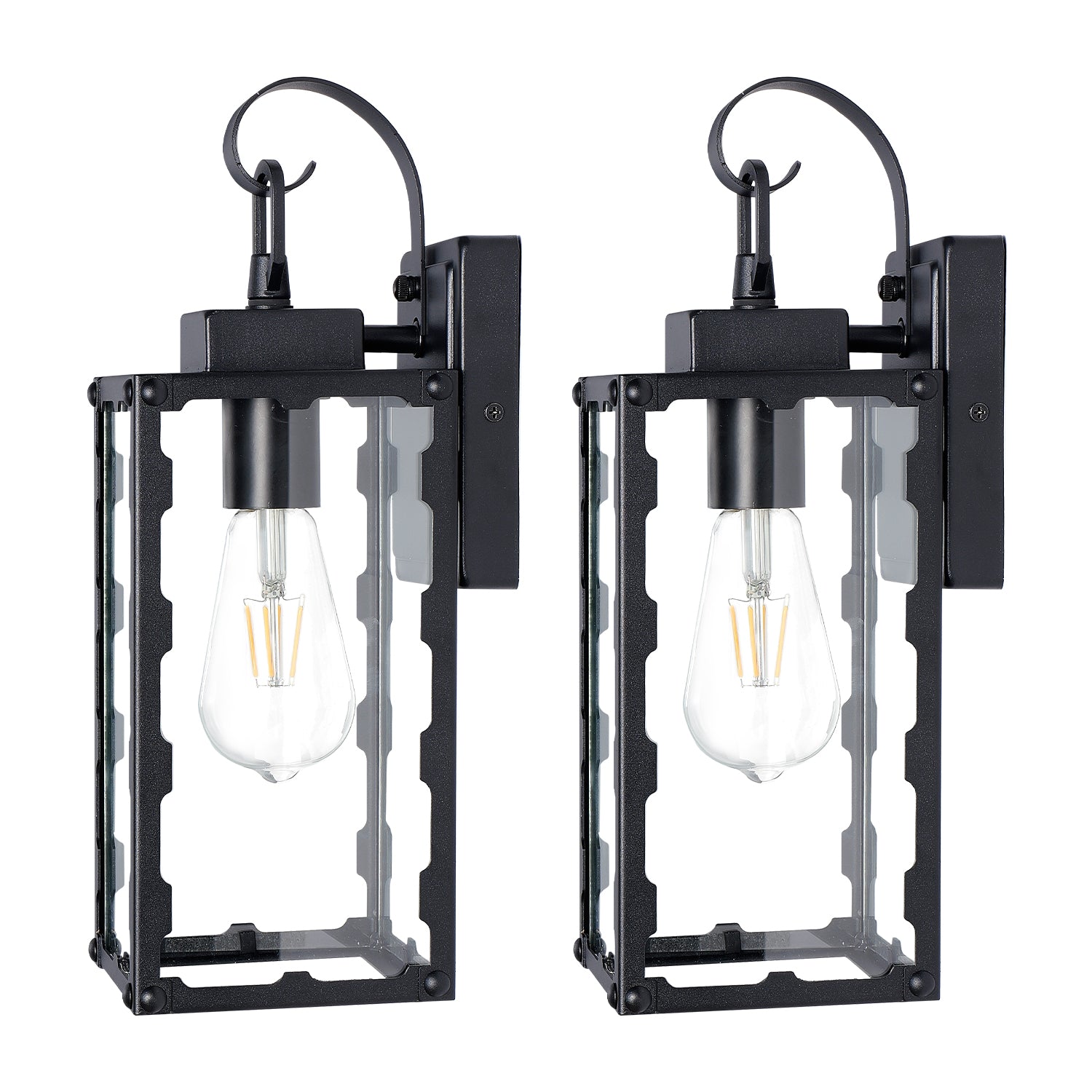 Matte Black Sawtooth Outdoor Wall Light with Clear Glass