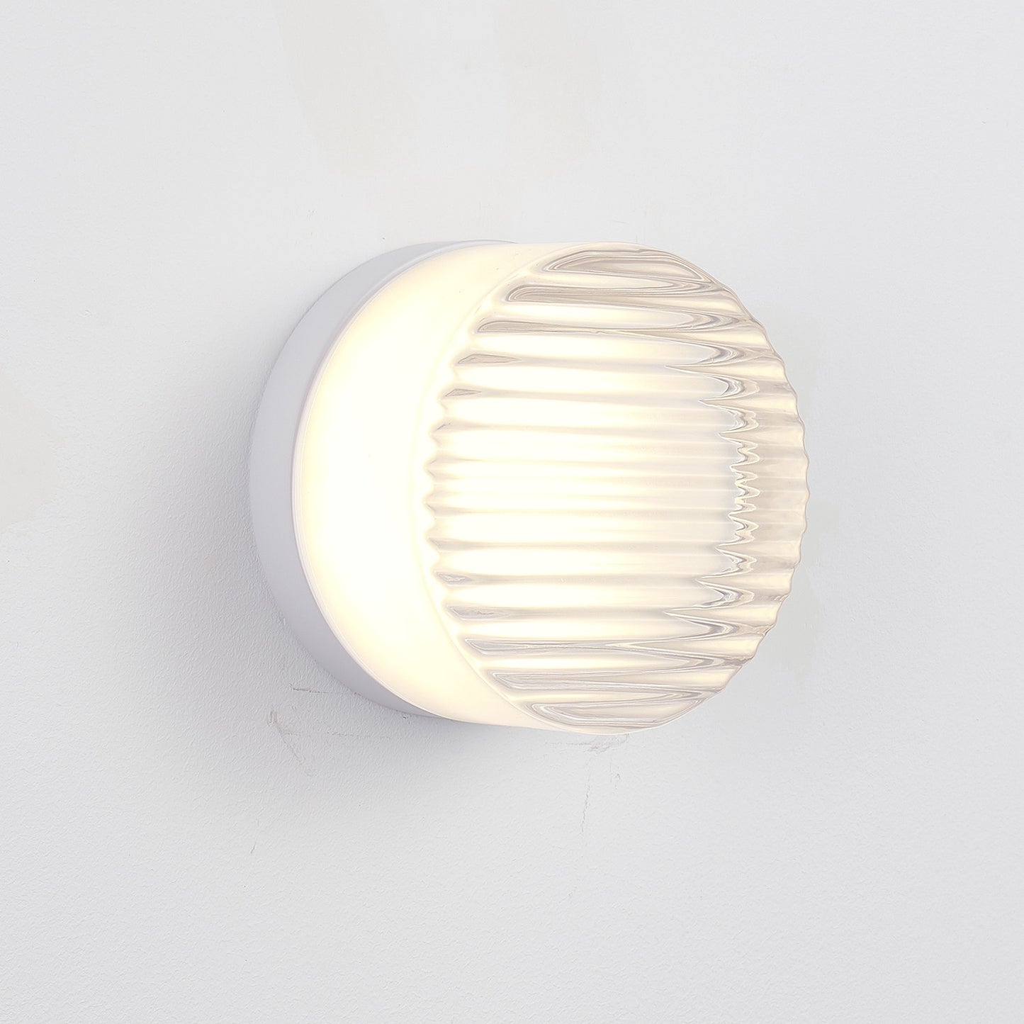 White Minimalist Round LED Wall Light with Glass Shade