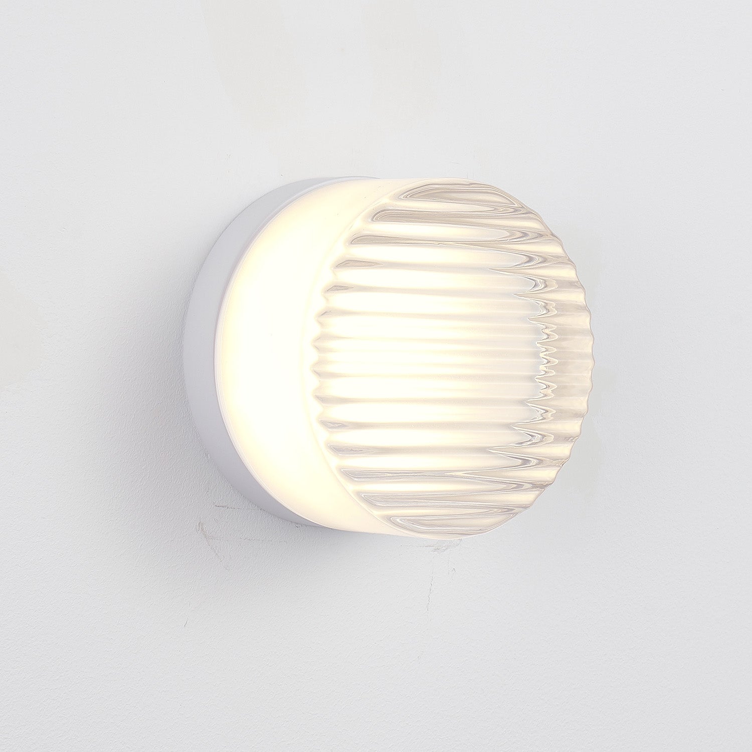 White Minimalist Round LED Wall Light with Glass Shade