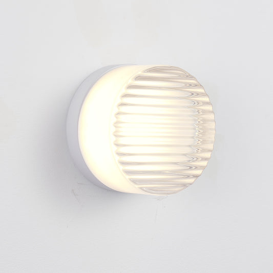 White Minimalist Round LED Wall Light with Glass Shade