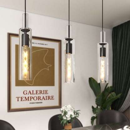 Modern Black Glass Pendant Light, Set of 3 - view 4