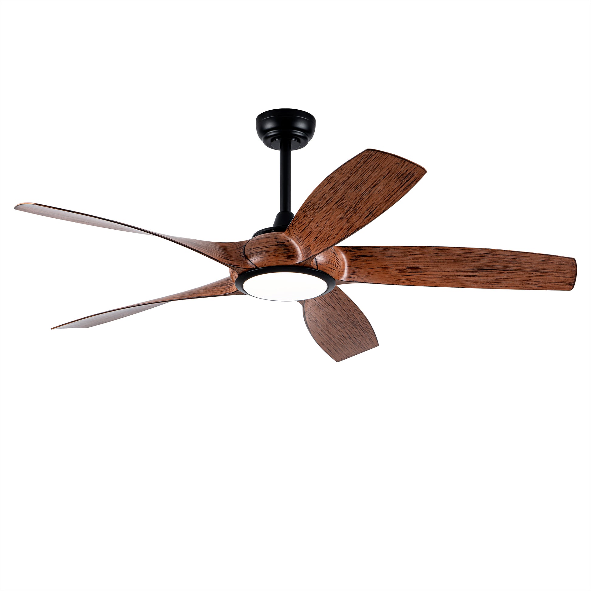 56" 5-Blade Matte Black & Wood Ceiling Fan with Remote - view 23