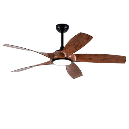 56" 5-Blade Matte Black & Wood Ceiling Fan with Remote - view 23