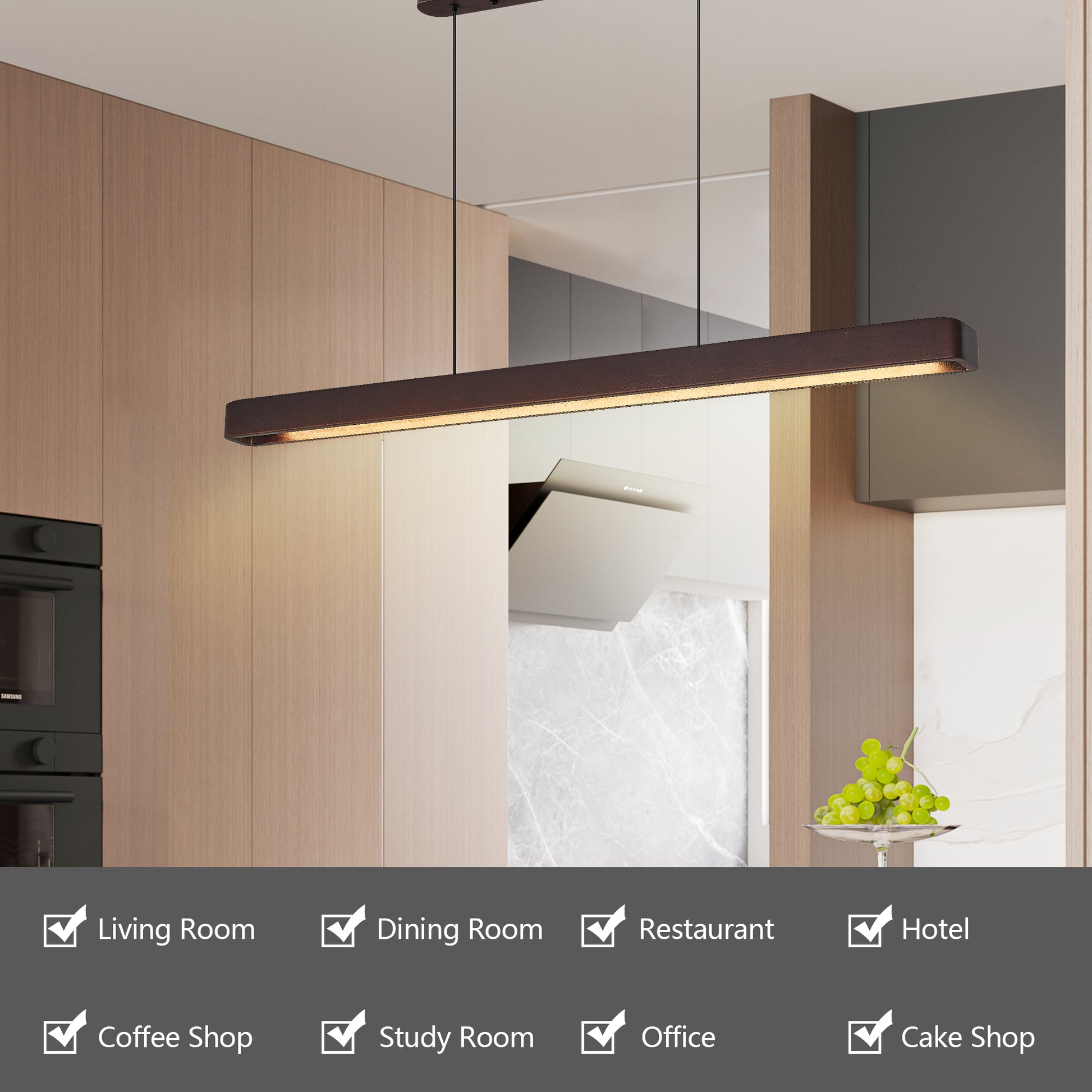 39" Walnut Wood LED Pendant Light - view 6