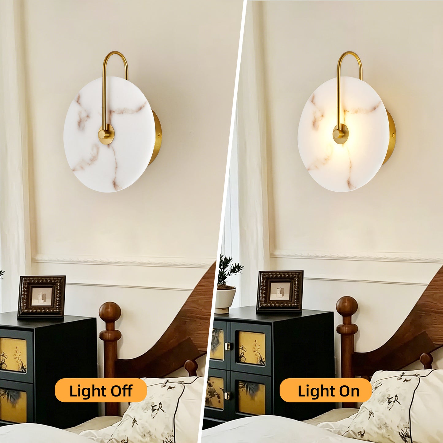 9.8" Gold Round Alabaster LED Wall Sconce - view 3