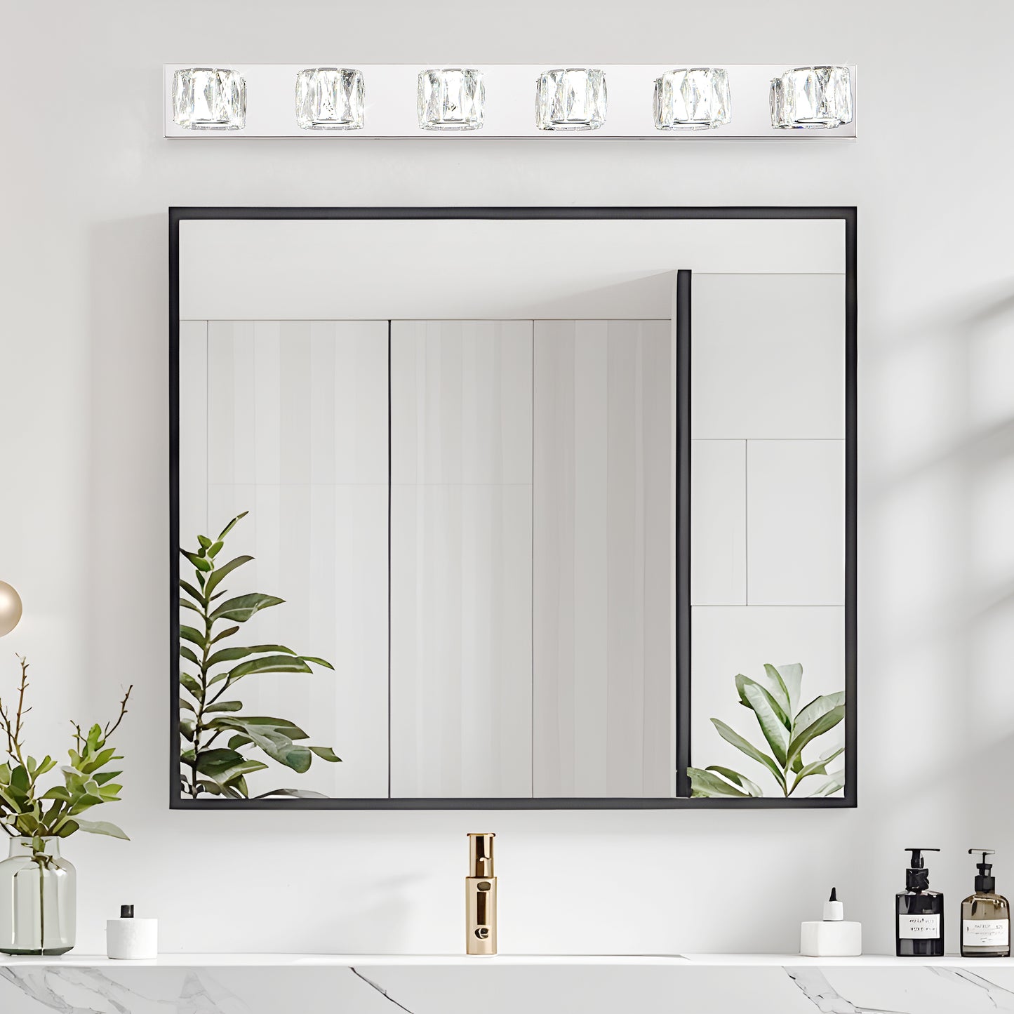 41" 6-Light Chrome Crystal Vanity Wall Light - view 4