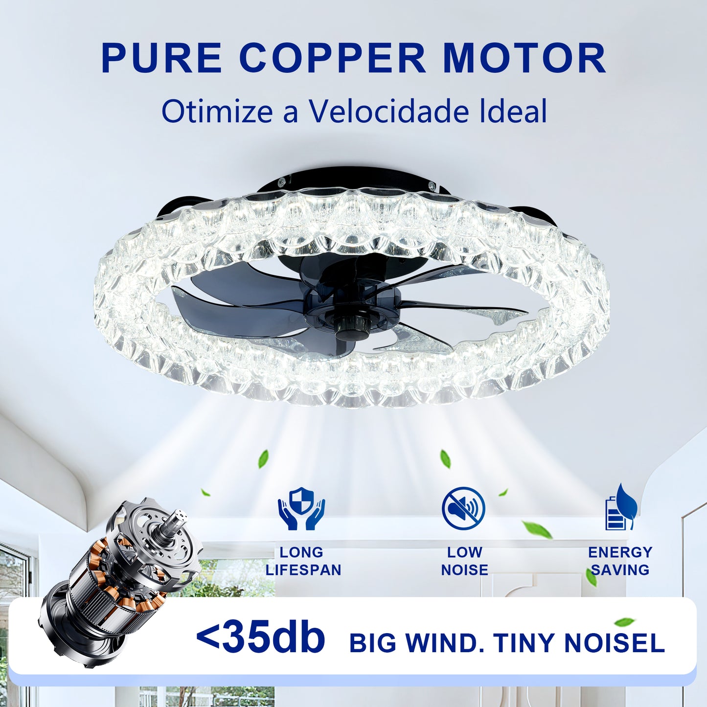 Matte Black Galaxy Ceiling Fan with Dimmable LED - view 10