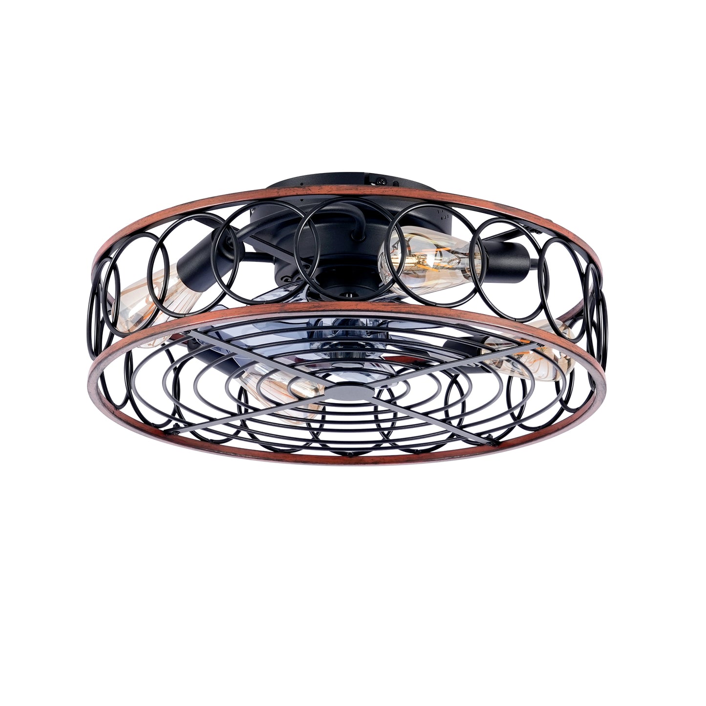 20" Matte Black Caged Ceiling Fan with Remote - view 16
