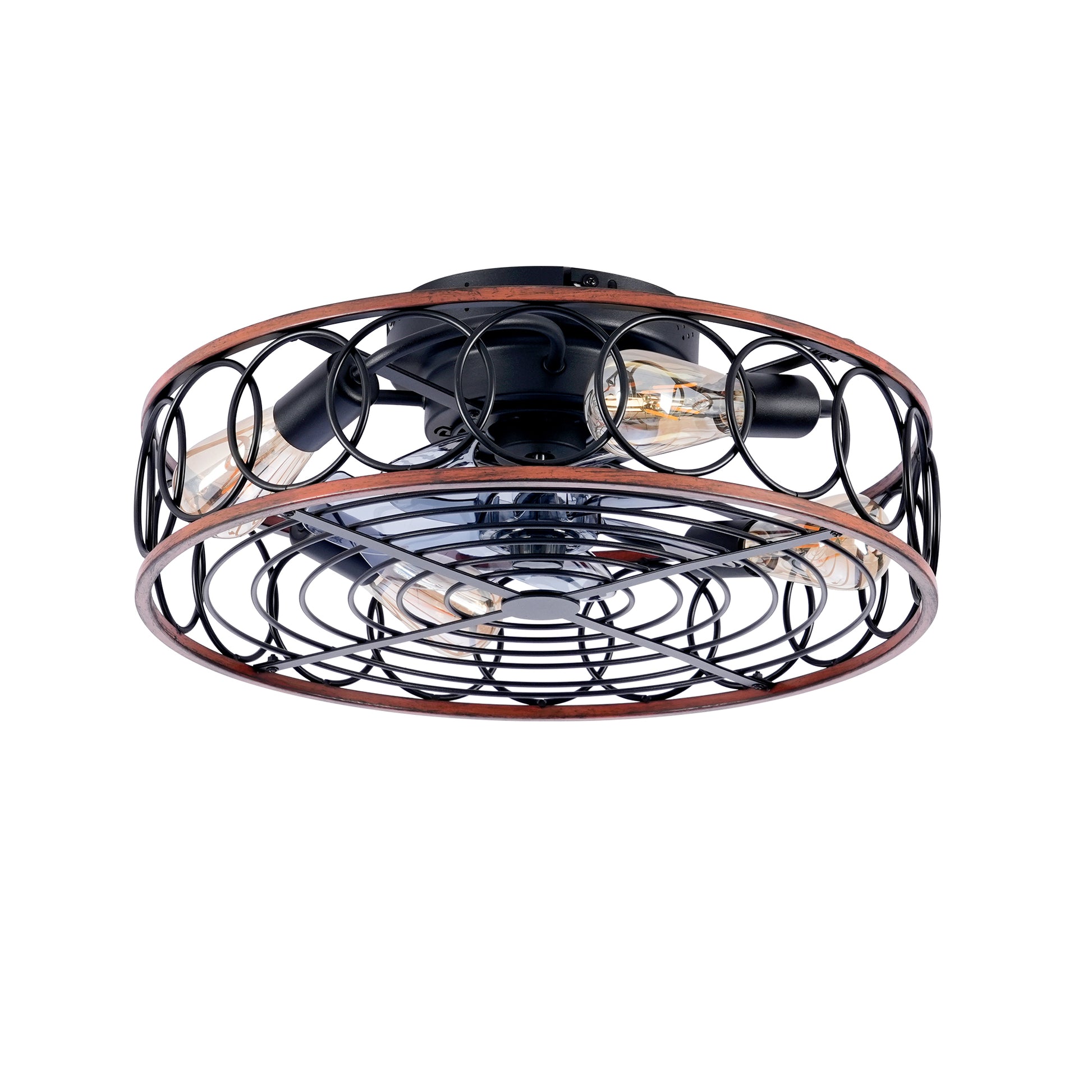 20" Matte Black Caged Ceiling Fan with Remote - view 16