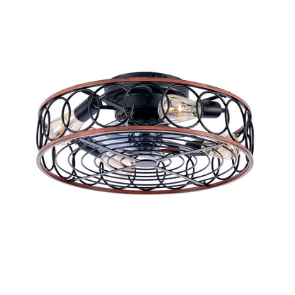 20" Matte Black Caged Ceiling Fan with Remote - view 16