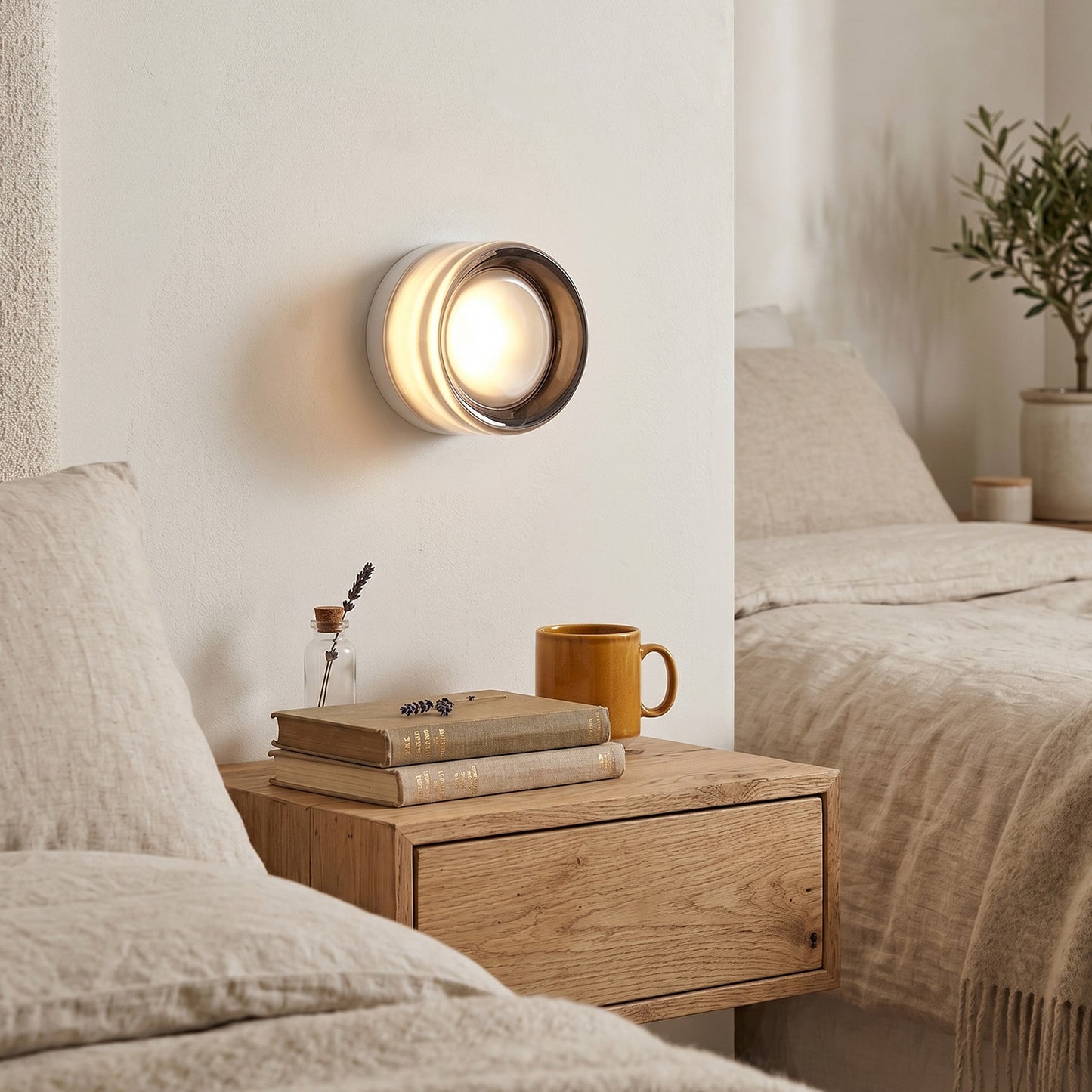 Minimalist Smoke Grey Round LED Wall Light - view 3