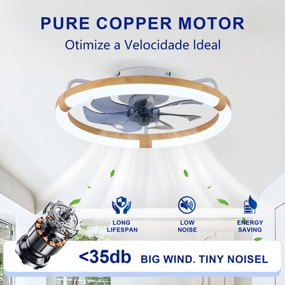 20" Matte White & Wood Ceiling Fan with Dimmable LED - view 10