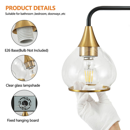 31" 4-Light Black & Gold Vanity Light with Clear Glass - view 6
