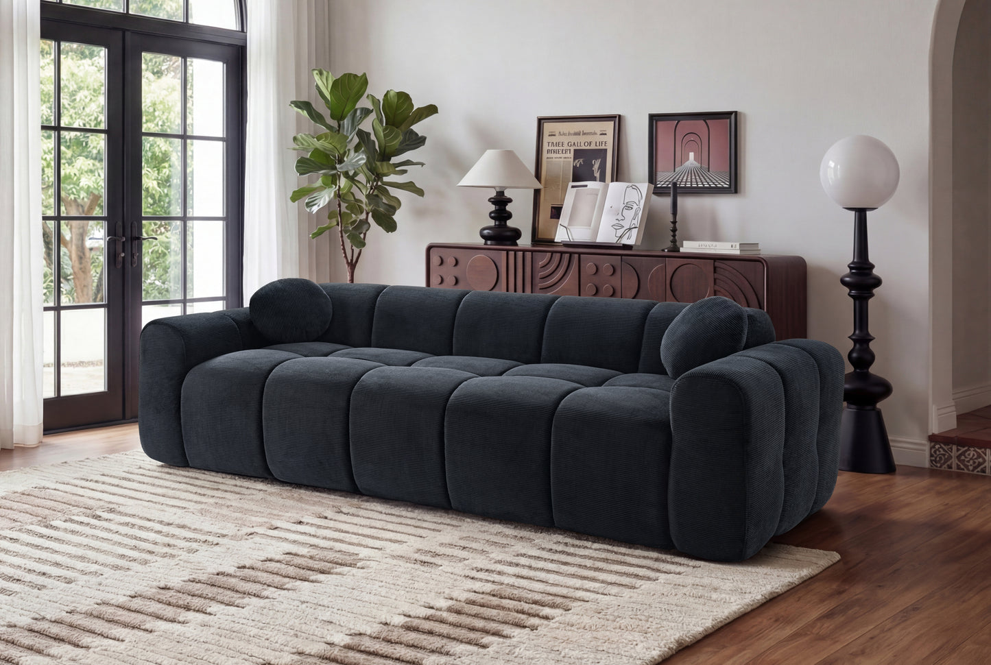 Black 4-Seater Sofa