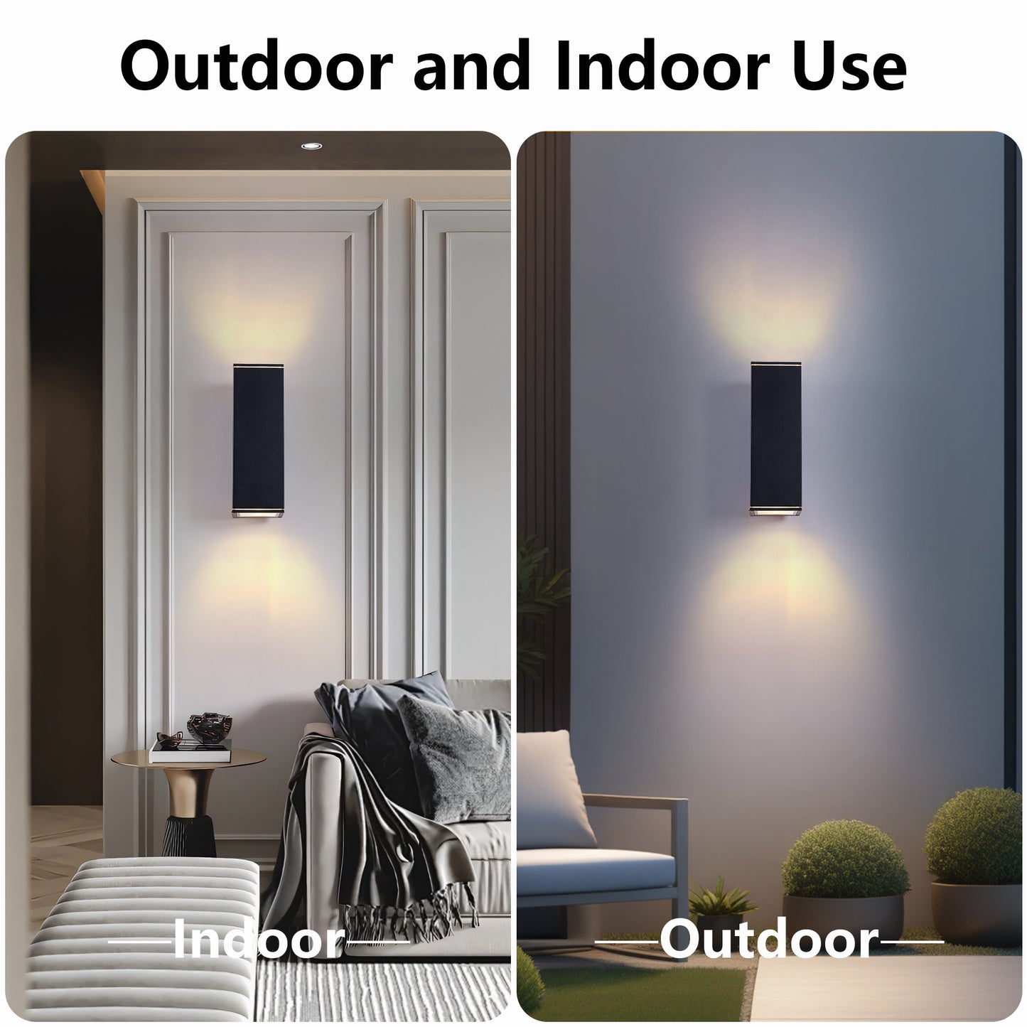 12" Black Square Up Down Outdoor Wall Light, 4-Pack - view 4
