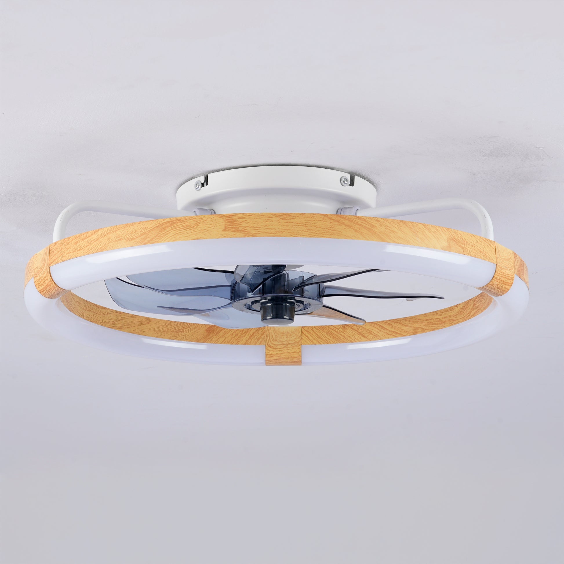 20" Matte White & Wood Ceiling Fan with Dimmable LED - view 18