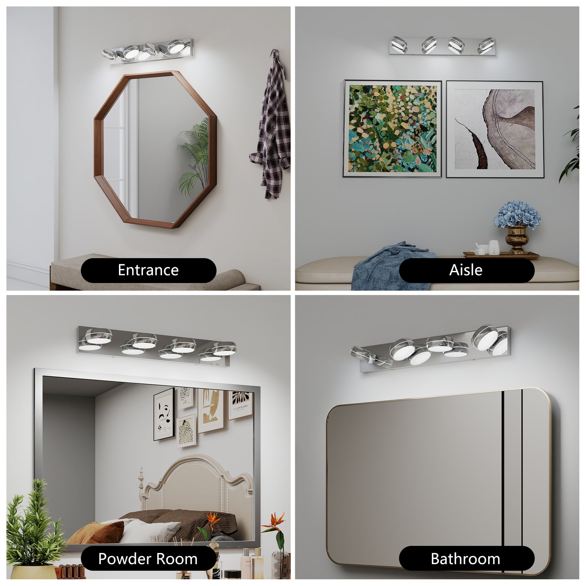 28" 4-Light Modern Chrome LED Vanity Light - view 4