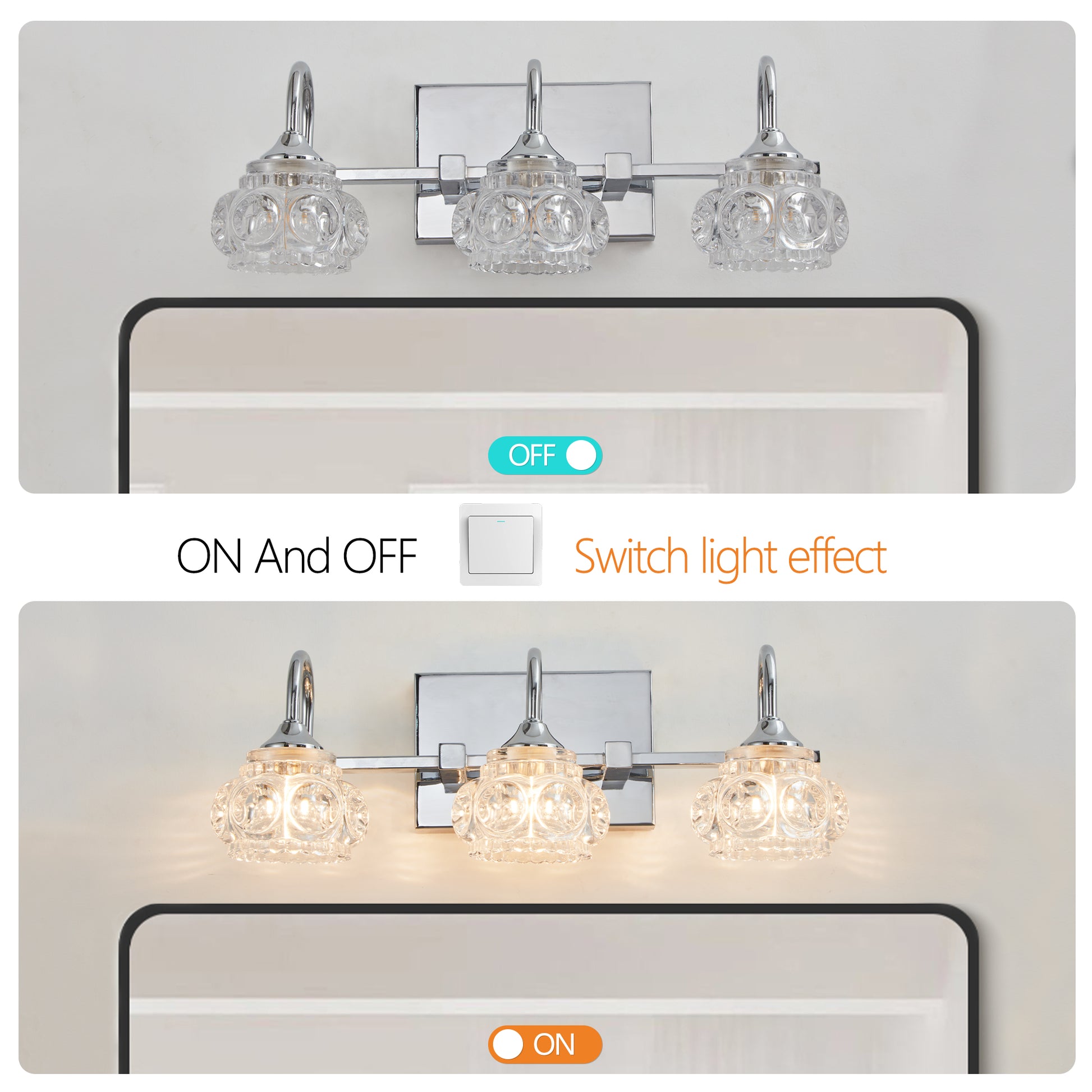 17" 3-Light Nickel Vintage Crystal Vanity Light - view 6