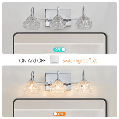 17" 3-Light Nickel Vintage Crystal Vanity Light - view 6