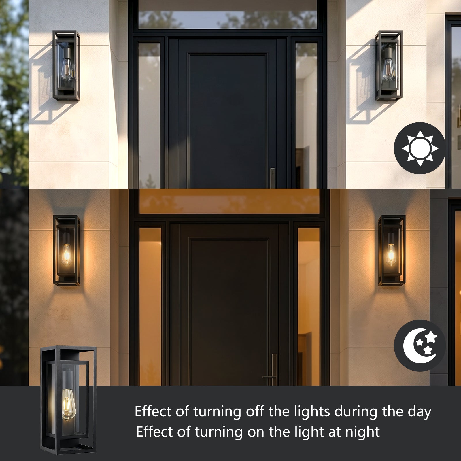 14" Black Outdoor Wall Lantern with Clear Glass, Set of 2 - view 7