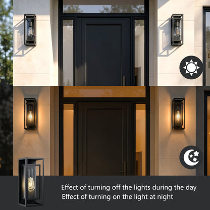 14" Black Outdoor Wall Lantern with Clear Glass, Set of 2 - view 7