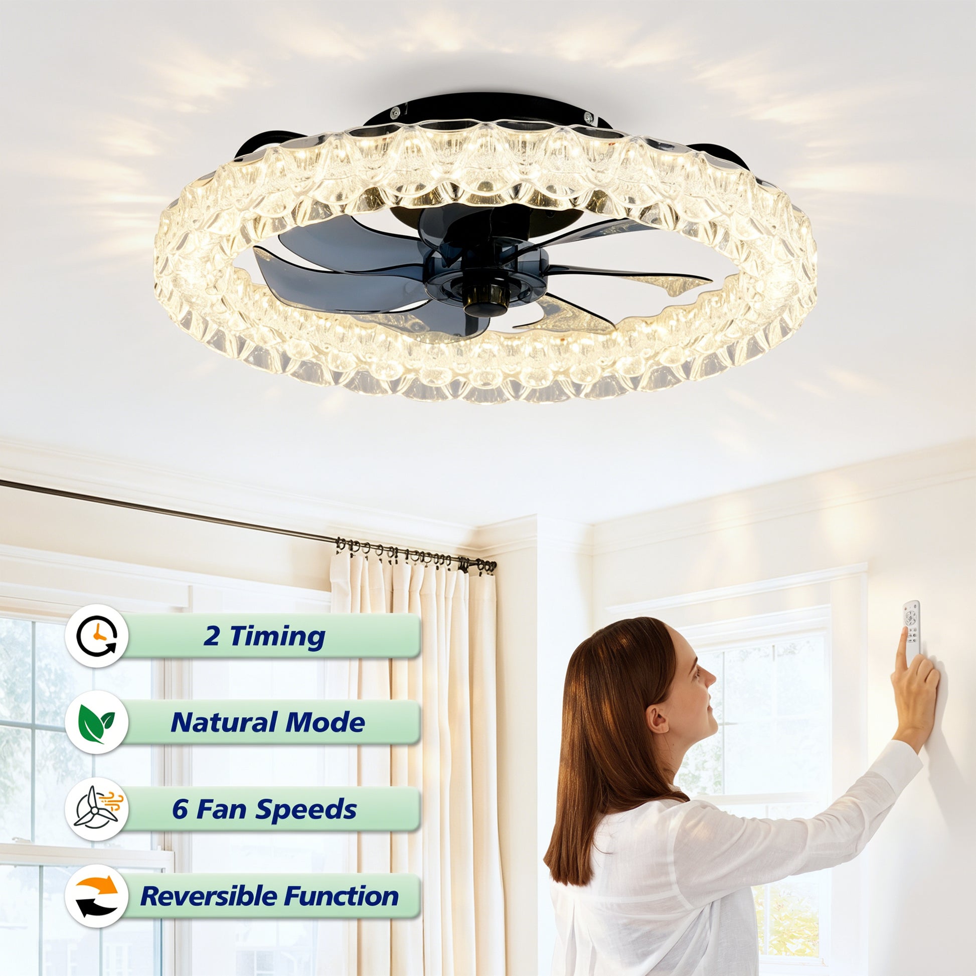 Matte Black Galaxy Ceiling Fan with Dimmable LED - view 13