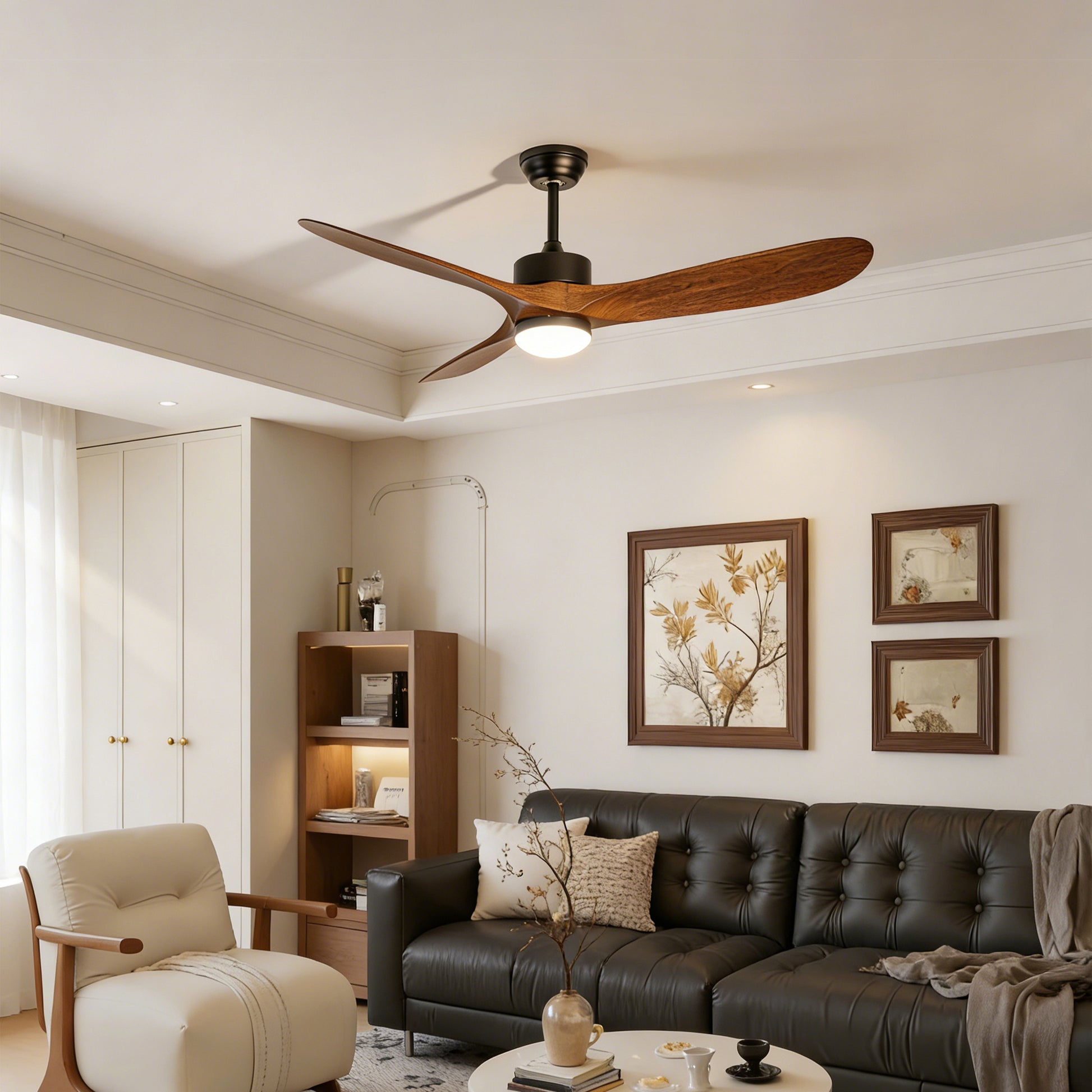 60" Matte Black Ceiling Fan with LED Light - view 14