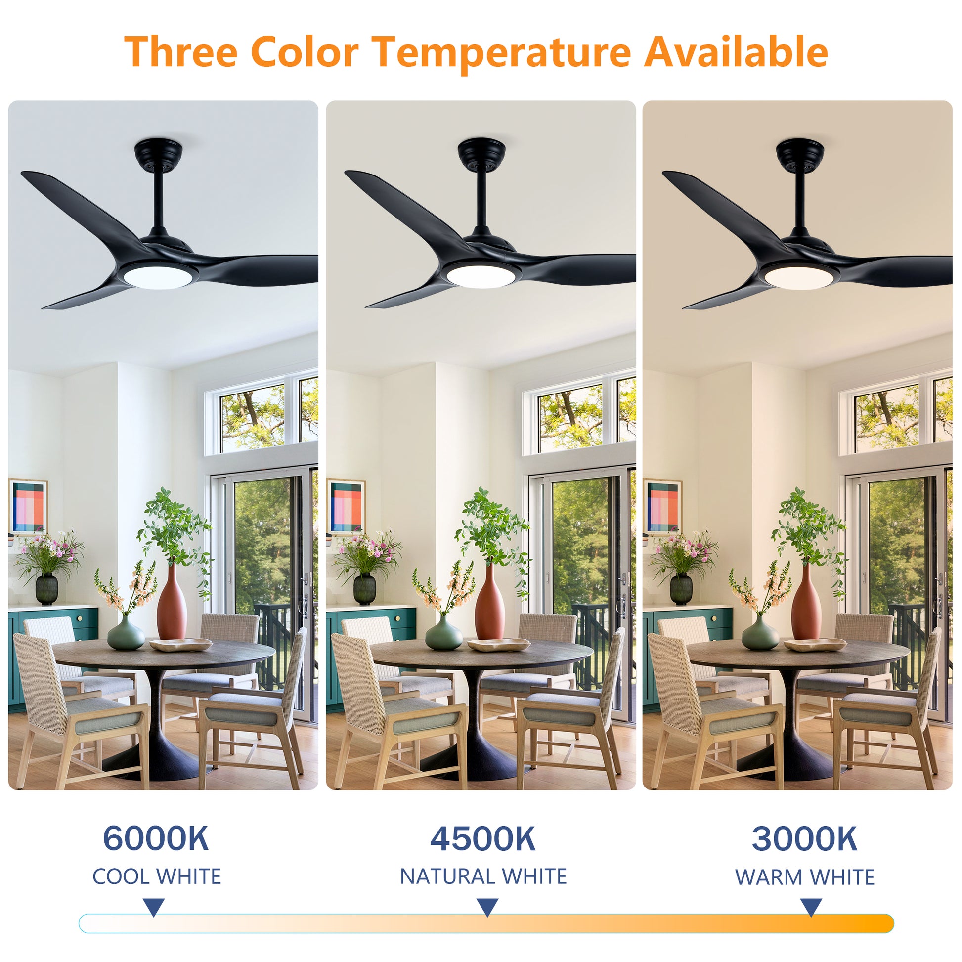 52" Matte Black Ceiling Fan with LED Light - view 8