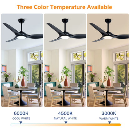 52" Matte Black Ceiling Fan with LED Light - view 8