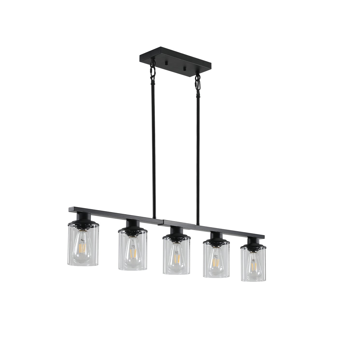 37" 5-Light Matte Black Industrial Chandelier - view 9