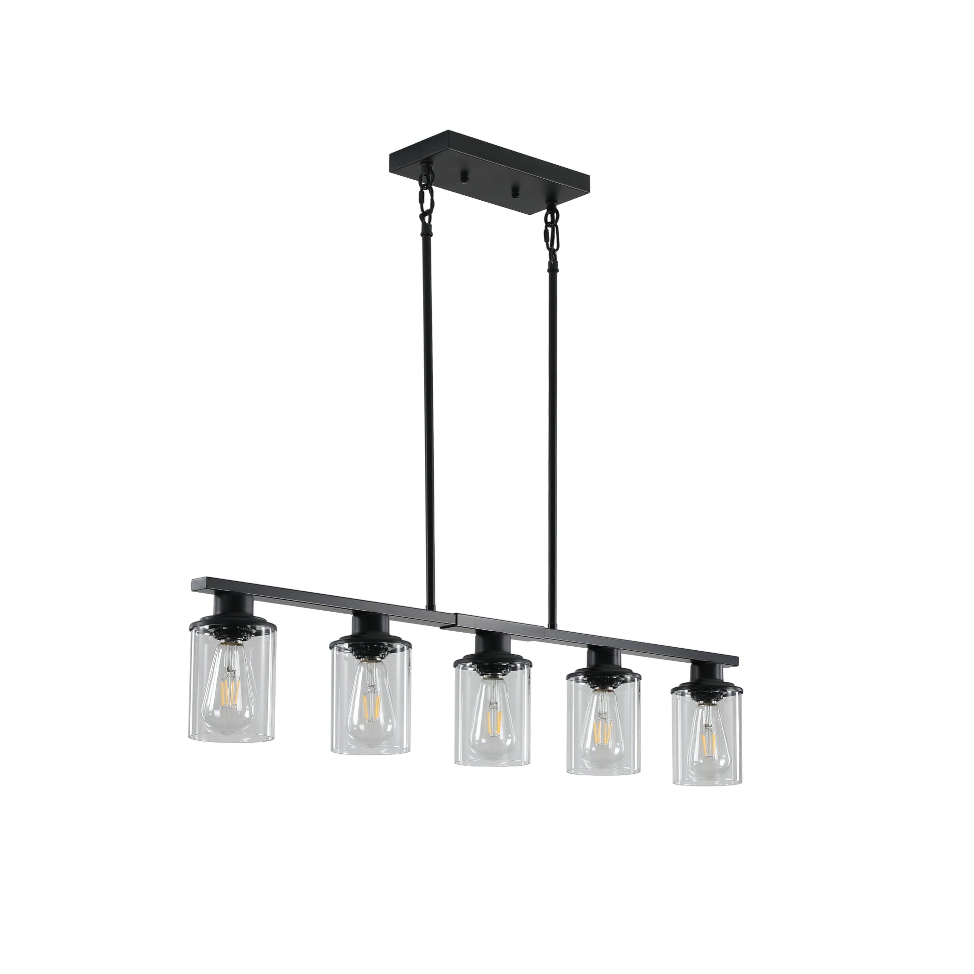 37" 5-Light Matte Black Industrial Chandelier - view 9
