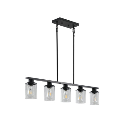37" 5-Light Matte Black Industrial Chandelier - view 9